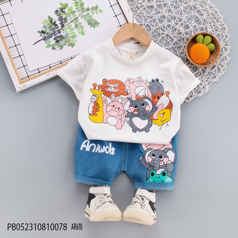 Baby Clothing Set (ছোটদের হাফ হাতা টি-শার্ট ও শর্টস প্যান্টের টু-পিস সেট)