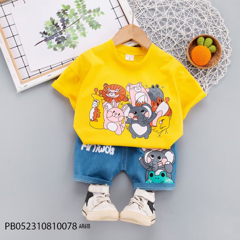 Baby Clothing Set (ছোটদের হাফ হাতা টি-শার্ট ও শর্টস প্যান্টের টু-পিস সেট)